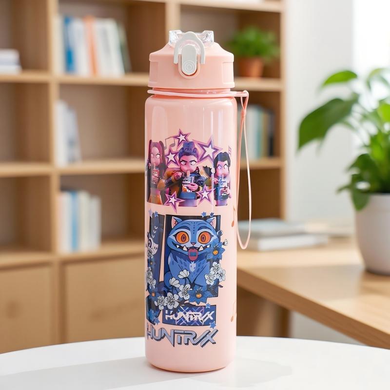 Cute Cartoon Insulated Cup, Tumbler with Lid, Trendy Girl Design, Fun Cat Pattern, Portable Water Bottle for School, Travel, Coffee, Halloween Party, Teen Gifts