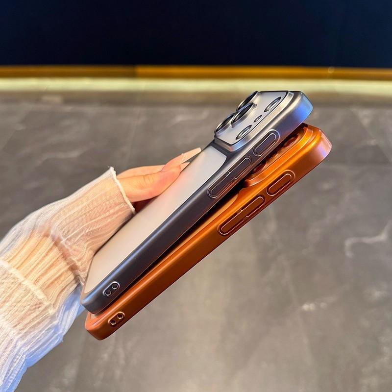 Trendy Full PC Frosted Matte Electroplated Slim Phone Case for iPhone 17 Pro Max/16 Plus/15/14/13/12 Pro Max, Built-in Camera Screen Protector Shockproof Protective Cover