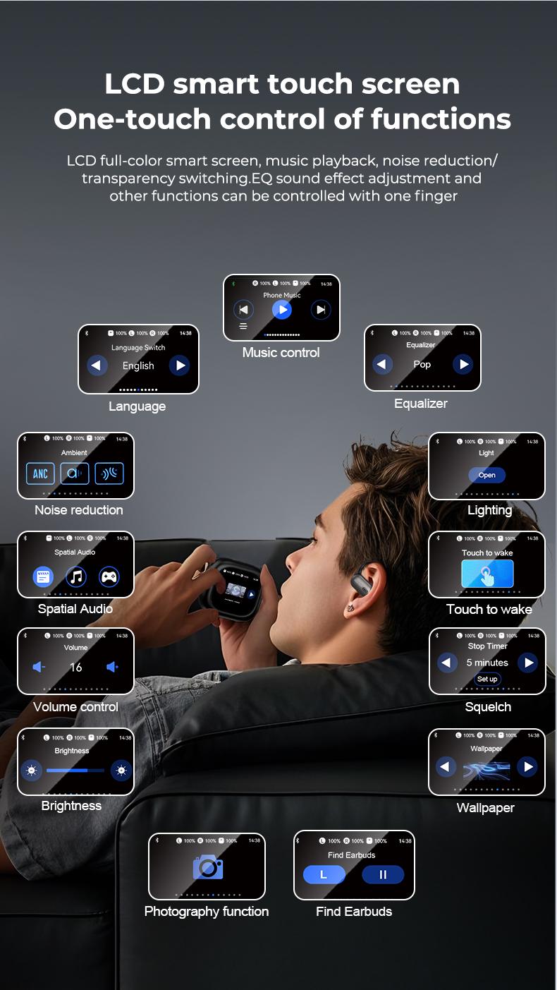 ERAZER XF38 OWS Wireless Bluetooth Earbuds HIFI Sound Quality Music Headphones for Gaming Travel Sports,Wireless Remote Control Built-in Mic