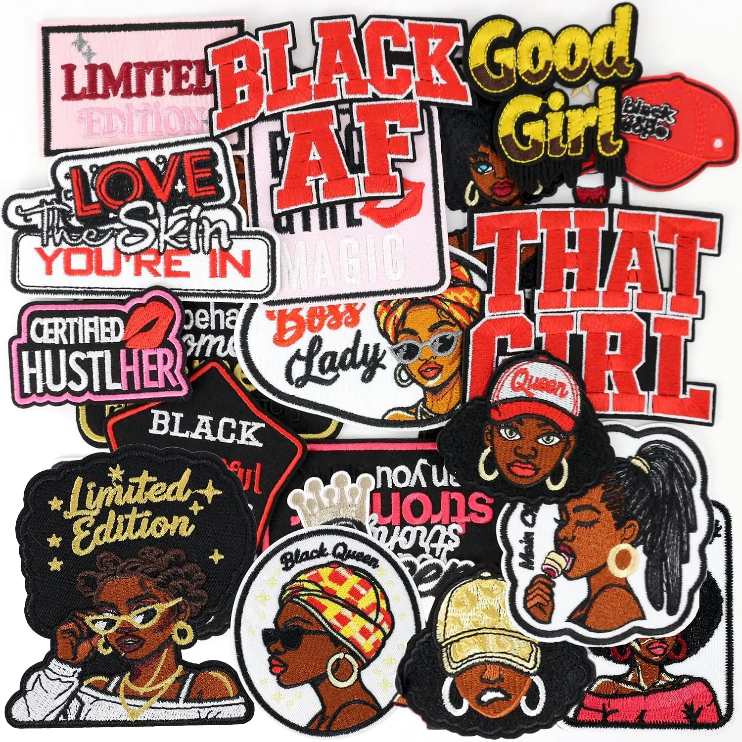 20 Pcs Black Girl Iron On Patches for Backpacks, Hats & Jackets
