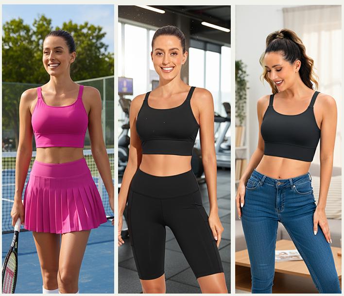 Aqua Eve Women Sports Bra Swim Tops - Crop Bikini Top Supportive Bathing Suit Top Swimwear