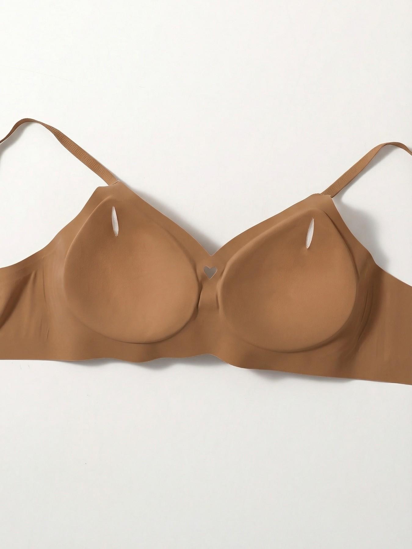 Heart Cut-Out Bralette Set, Adjustable Straps, Seamless Comfort, Full Coverage, Casual Style, All Seasons, Fitted Design