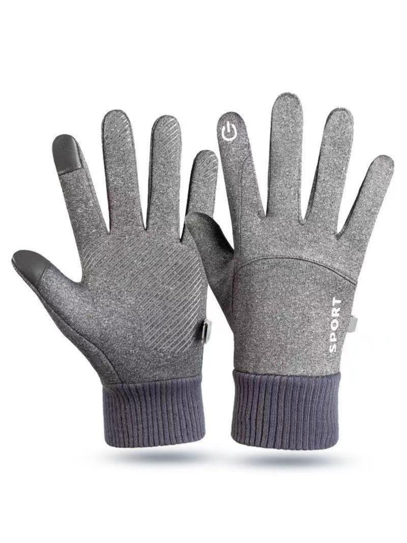 Men's Polyester Fleece Lined Gloves, Waterproof Windproof Touchscreen Compatible, Ideal for Skiing Cycling Motorcycle Outdoor Sports Motorbike Gloves