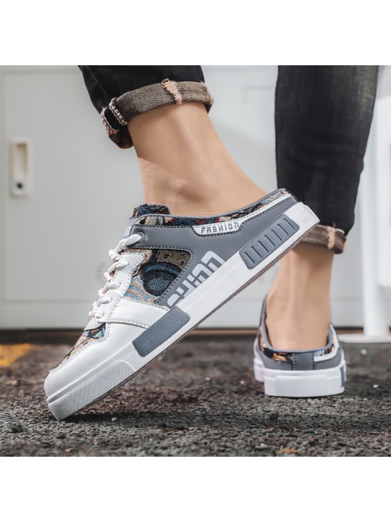 Summer Men's Half Slippers Fashion Large Size Non-Slip Breathable Casual Slippers, Stylish Comfortable Footwear for Daily Wear, Mesh Breathable Slides