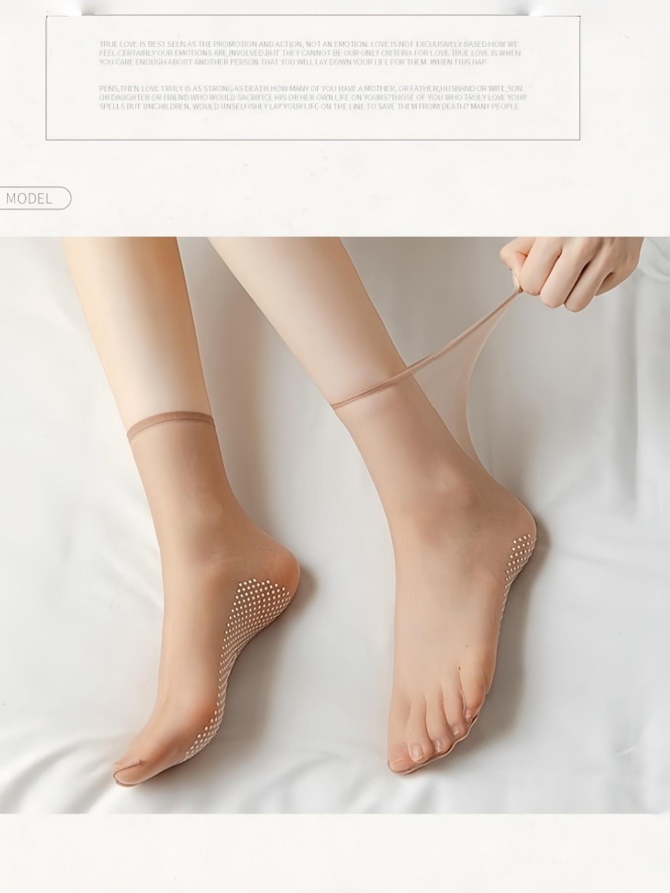 10 Pairs Summer New Invisible Crystal Socks, Ultra-Thin Seamless Anti-Slip Massage Bottom, Transparent Low Cut Short Stockings