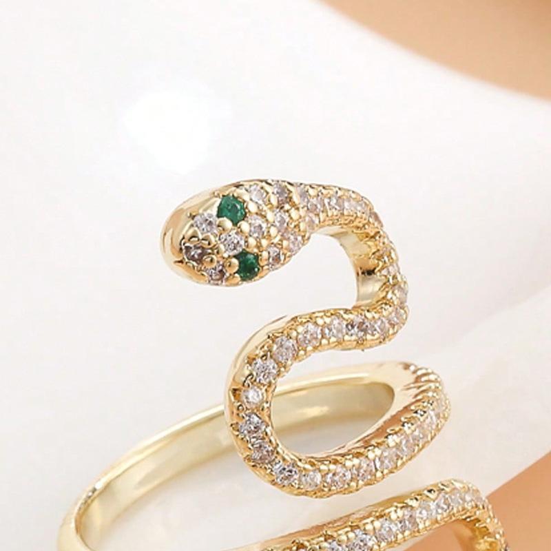 Unique Hip Hop Snake Wrap Ring, Full Cubic Zirconia Fashion Internet Celebrity Ring