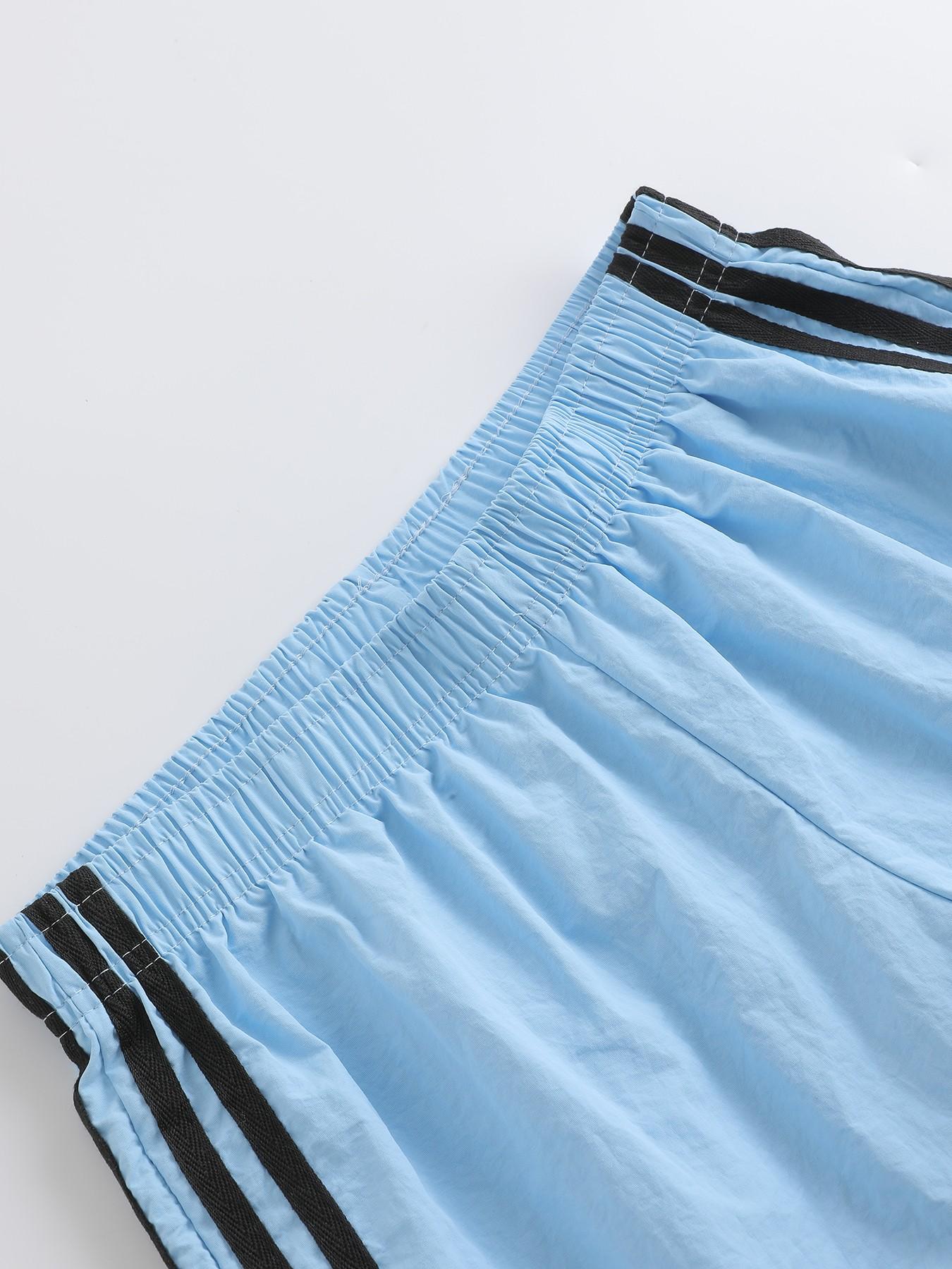 Women's Summer Striped Lightweight Athleisure Shorts, Elastic Waist Loose-Fit Workout Shorts, Casual Beachwear, Multiple Colors Available, Loose Sporty Shorts