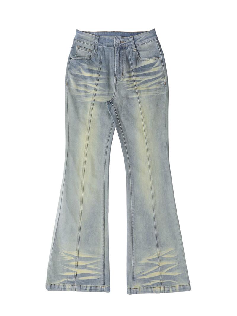 Women's Plain Low-Waist Flare Jeans, Casual Bell Bottom,Vintage Washed Finish,Trousers For Daily Wear, Outfits 2026, Ladies Bottoms For All Seasons,T-Chic