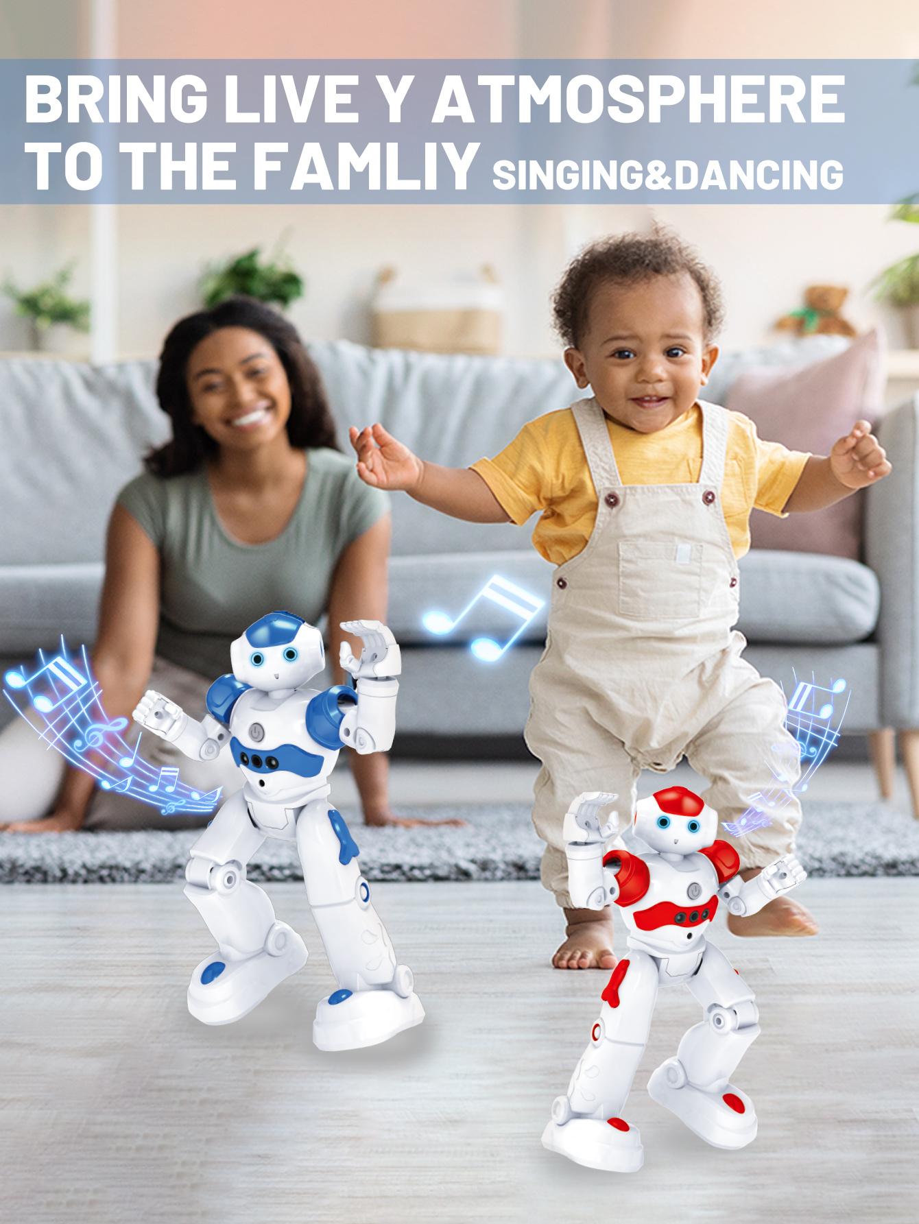 Programmable Robot Toy with Wireless Remote and Gesture Sensing, Smart Rechargeable Robot with Lights, Music, Dance, Gift for Kids Ages 3-9