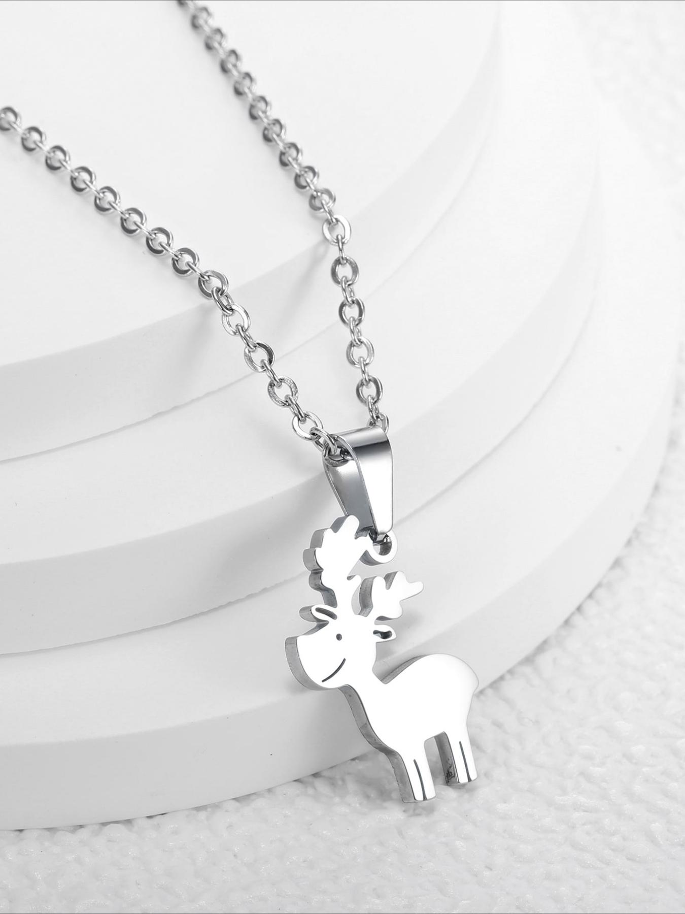 Christmas Elk Pendant Necklace, Stainless Steel Non Fading, Christmas Accessories, Christmas Gifts
