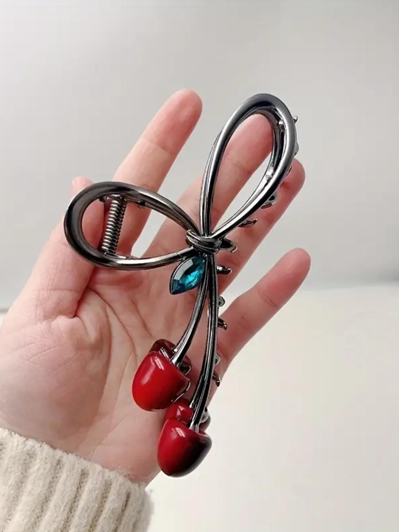 Cute Cherry Hair Claw Clips for Women Sweet Fruit Acrylic Hair Catch Barrettes Fashionable Acetate Hair Accessories Girls Daily Styling Gift