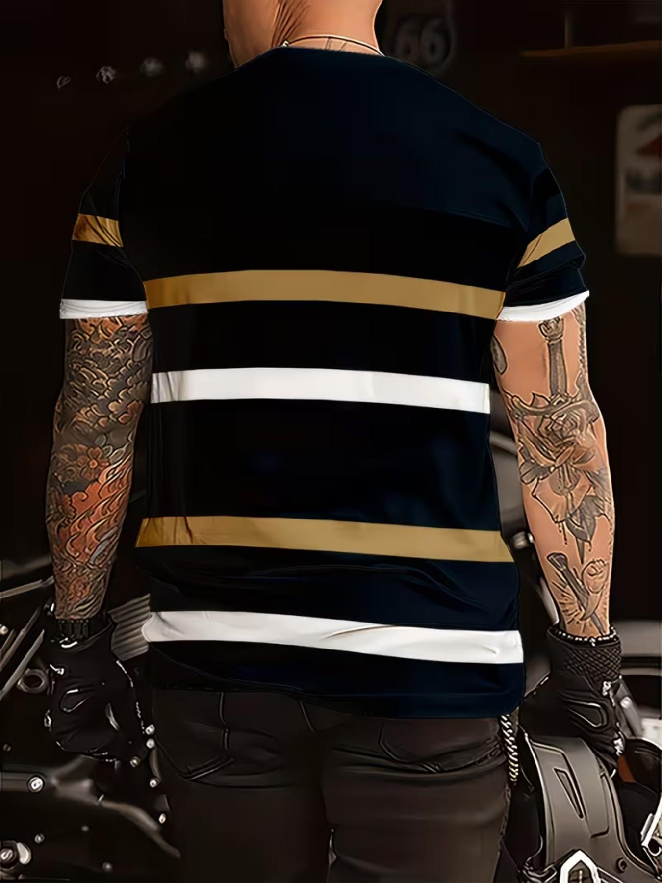 Men's Fashion Casual T-Shirt, 100% Polyester, Round Neck, Short Sleeve, All Seasons, Smooth Fabric, Daily Wear