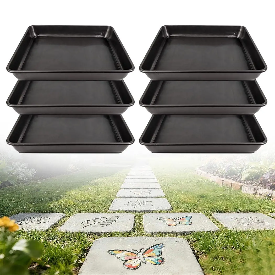 6 Pcs Stepping Stone Mold - Square Plastic Paver Molds for Concrete, 12 * 12 in/ 1.73 in Depth Black Cement Tray, Reusable DIY Form for Paving Garden Path, Walkway, Patio Cement