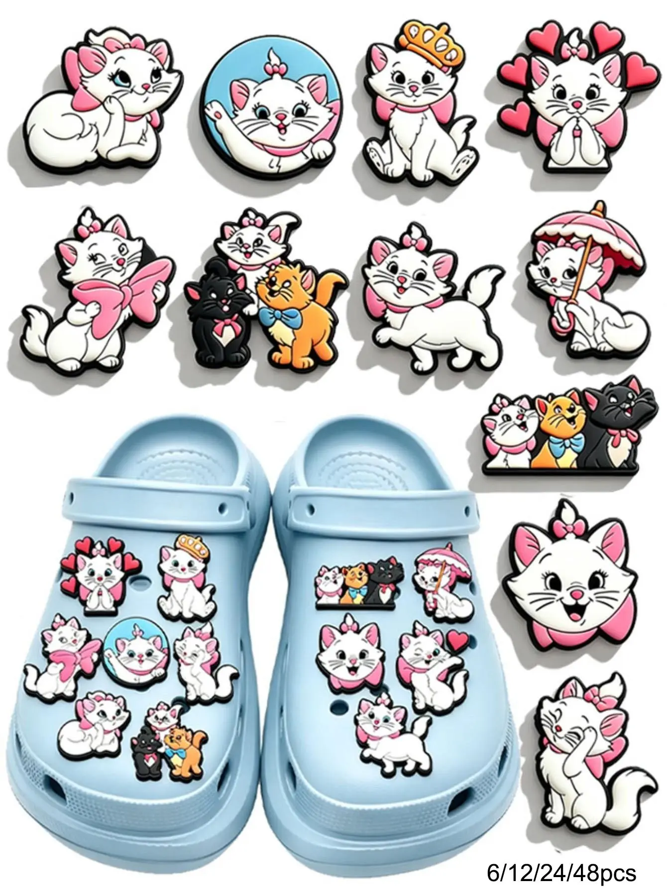Mary Cat Series PVC Cartoon DIY Shoe Buckles, Decorative Sandals, Party Gifts, Family Gatherings, Christmas, Birthday
