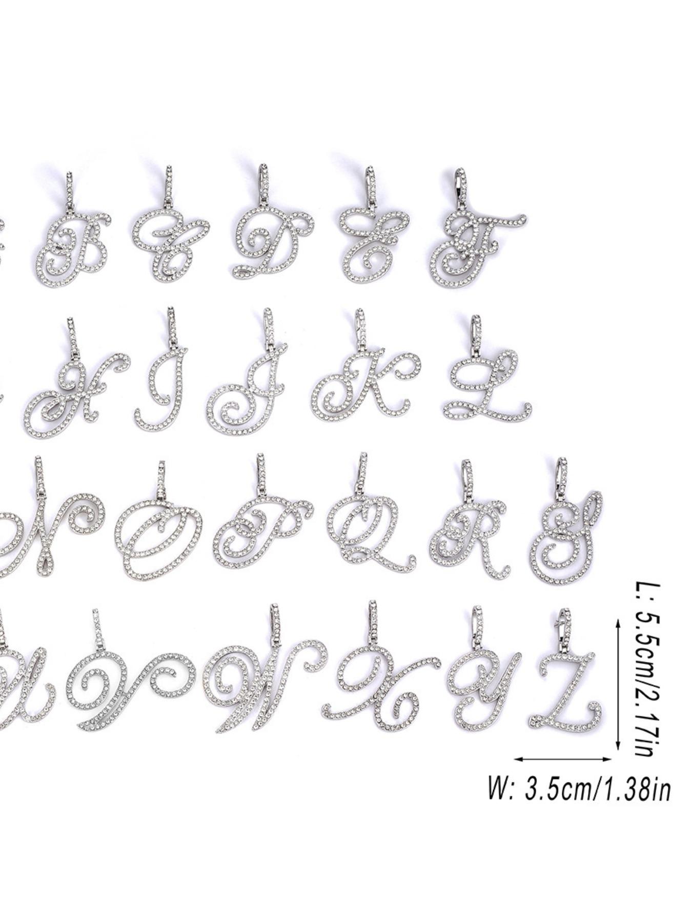 Micro-Set Zircon Letter Pendant Chain Necklace, Unisex Hip-Hop Style, 26 Alphabet Initials, Scripted Glow Design, Fashion Jewelry, Zircon Stones Necklace