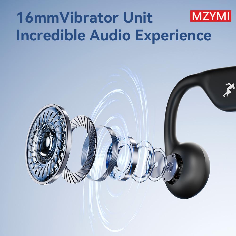 Wireless Bone Conduction Headphones, 8H Battery, Lightweight, Sound Isolation, Volume Control, Tangle-Free, Condenser Mic, , Cycling, Running, Fitness, Adult Open-Back Sports