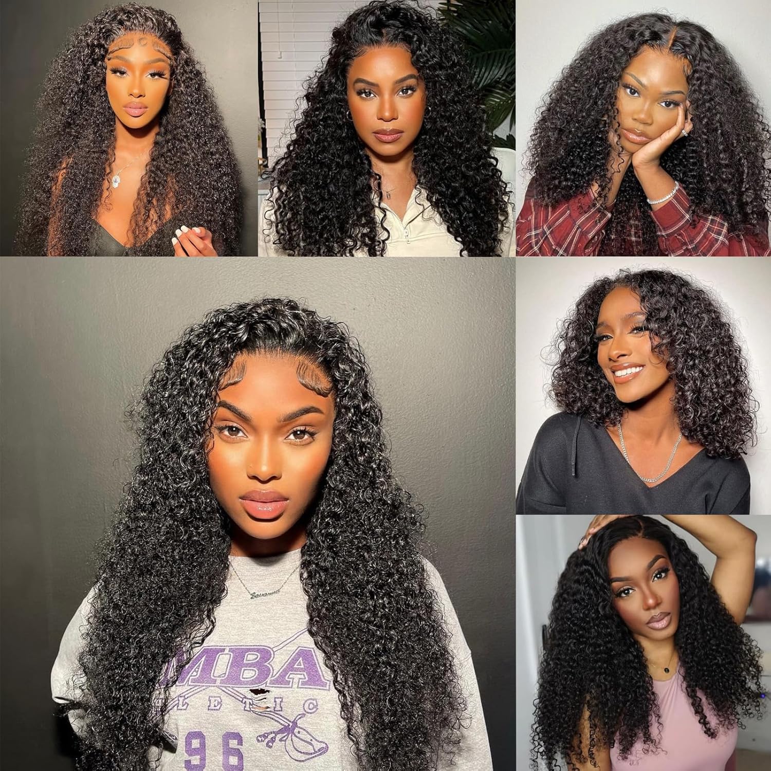 【MiuulaarHair】Wear and Go Glueless Kinky Curly 100% Human Hair wig  4X4 Pre Cut Lace Closure Pre Bleached knots Pre Plucked Natural Hairline  200 Density Natural Black Color Human Hair Wig For Black Women