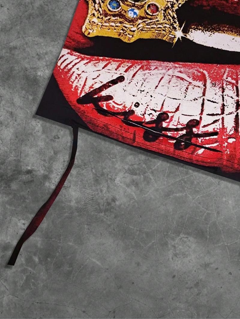 Men's Vintage Street Style Saint Print Long Sleeve Round Neck T-Shirt, Loose-Fitting Short Fit, Fall 2000s Fashion