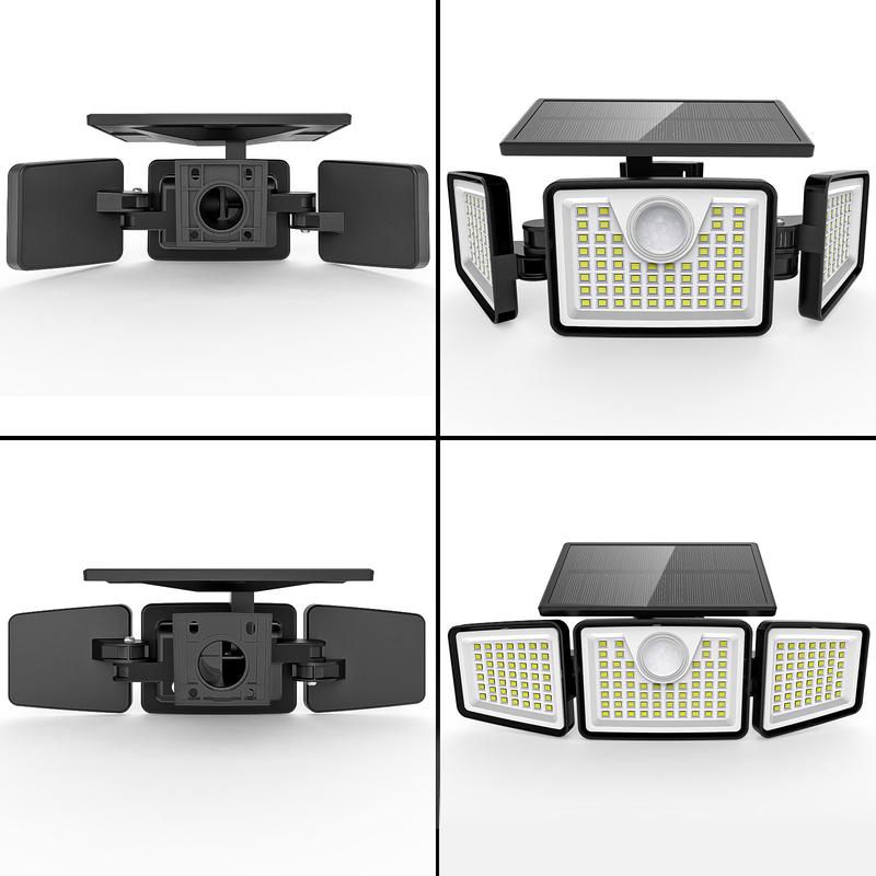 Daphino Solar Outdoor Lights 2500LM Security Lights, 3 Heads Dimmable SpotLights with 3 Modes, IP65 Waterproof