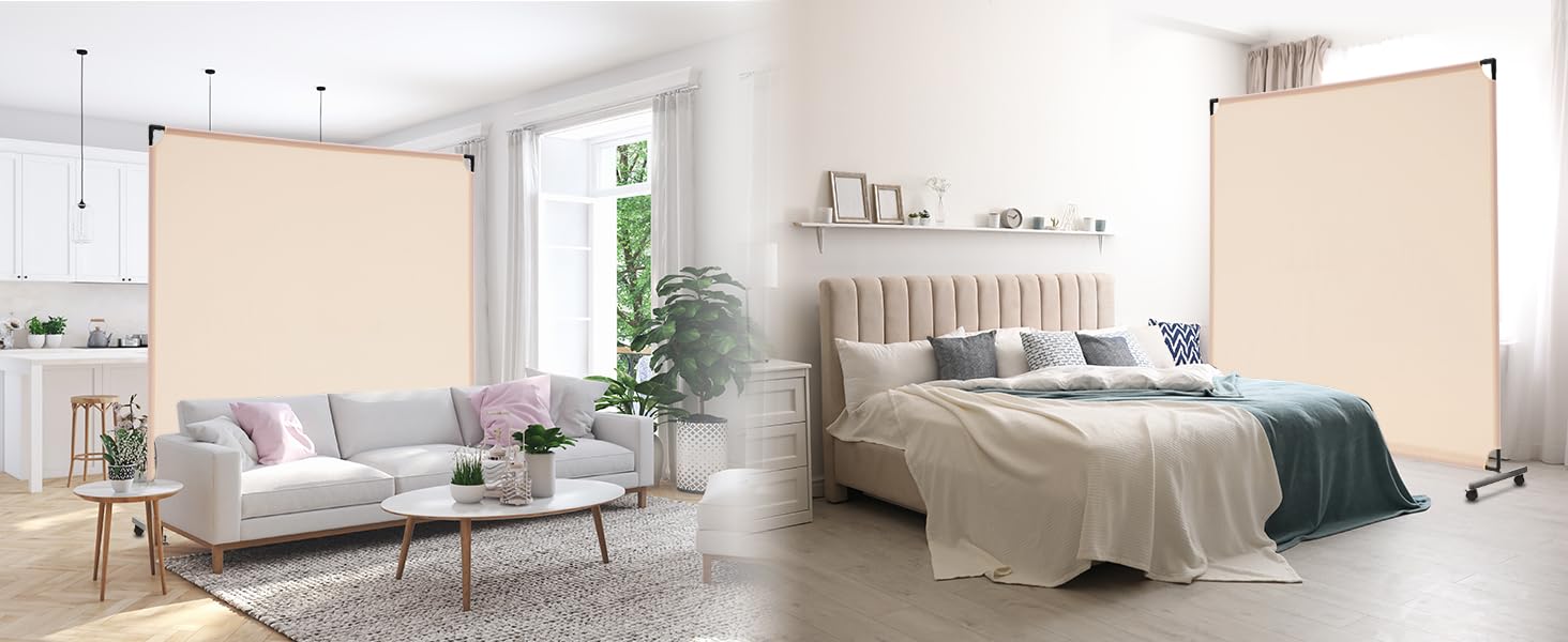 6FT Single Panel Rolling Room Divider, Partition Privacy Screens with Wheels, Freestanding Fabric Room Panel, Portable Wall Divider for Office, Room, Restaurant, Hospital