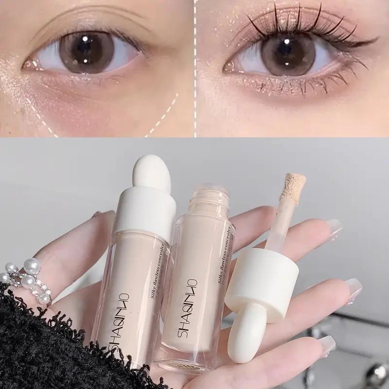 Full-Coverage Liquid Concealer - Silky and flawless, waterproof and sweat-resistant, lightweight and smooth, comes with a soft brush, suitable for dark circles and spots, long-lasting formula, light beige series, precise application, daily makeup essentia