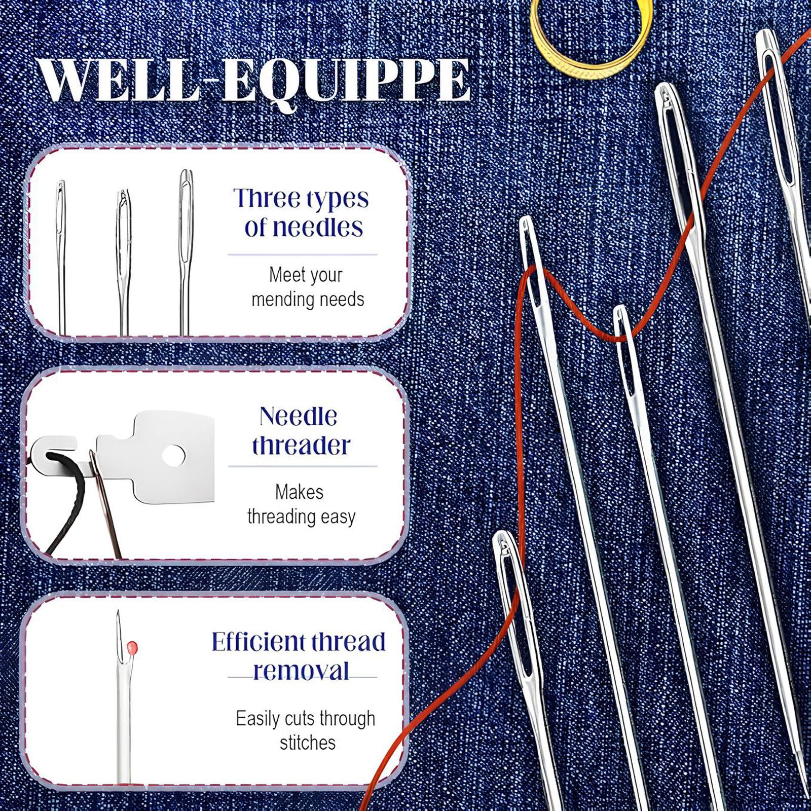 KOMOX 36PCS Sewing Tool Set, Needle Thread Hand Repair Kit for Beginners, Mini Sewing Kit for Mending Clothes, Include 25 Steel Needles, 3 reels of Thread, Seam Ripper, 2 Needle Threader, 2 Thimbles