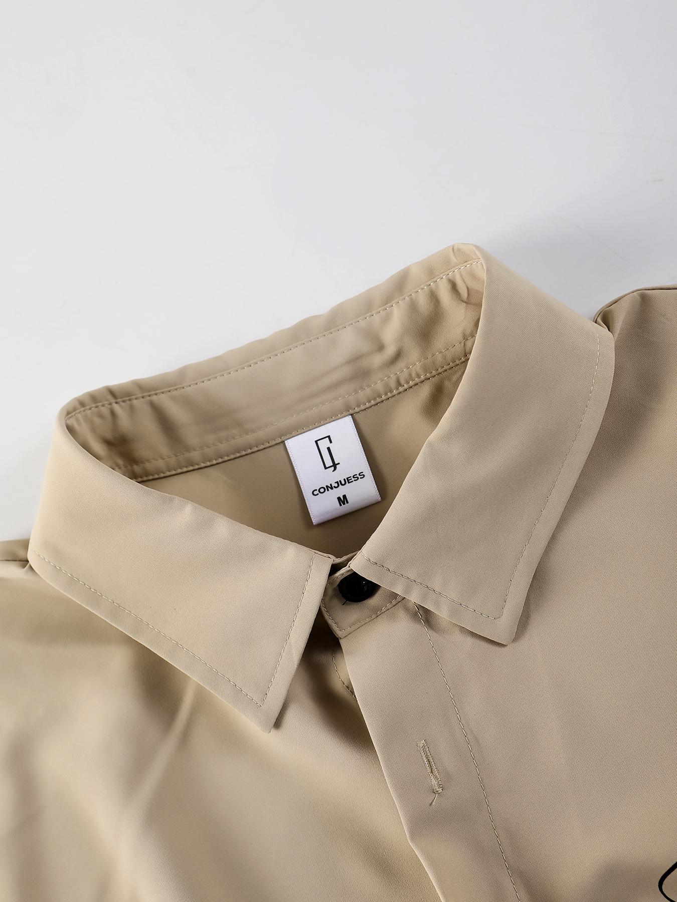 Men's 2-Piece Summer, Tropical Casual Set - Beige Short-Sleeve Button Shirt with Black Palm Tree Print & "Summer" Embroidery + Black Drawstring Waist Shorts, Lightweight Breathable Fabric, Relaxed Fit, Versatile for Beach Vacations, Weekend Wear