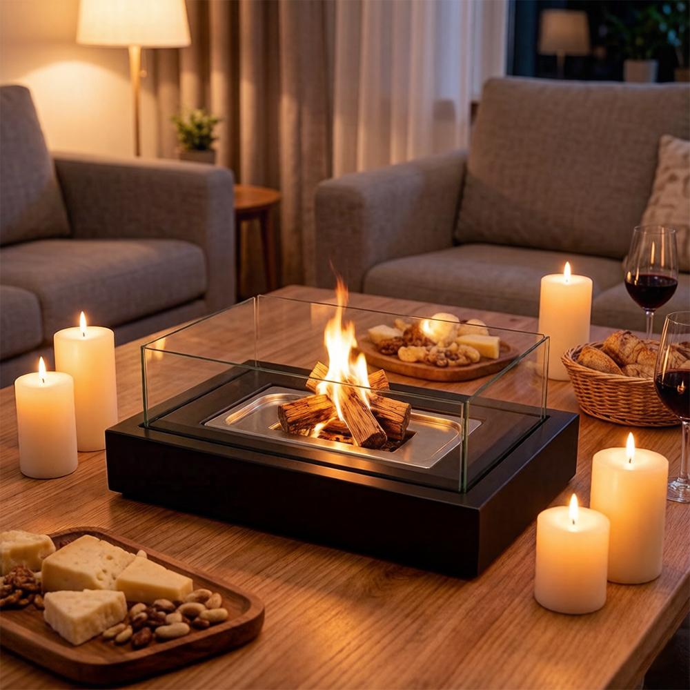 Tabletop Fire Pit with Smores Maker Kit Portable Indoor/Outdoor Mini Small Fireplace Table Top Decor Home Patio Balcony Backyard Gifts for Women Mom Her Wedding Mothers Day Housewarming Birthday Gift firepits