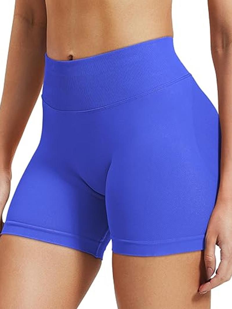 Sporty Women's Solid Color High Waist Sports Shorts, Breathable Comfortable Seamless Skinny Shorts for Yoga Gym Running, Ladies Sportswear for Indoor Outdoor Wear