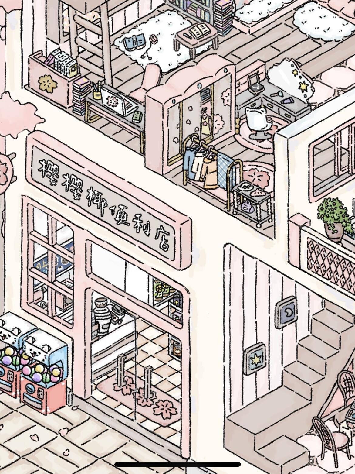 Spring Sakura Flowers Stickers, Floral House Miniature Landscape, Fantasy & Nature, DIY Kawaii Cherry Blossom Sticker Sheet