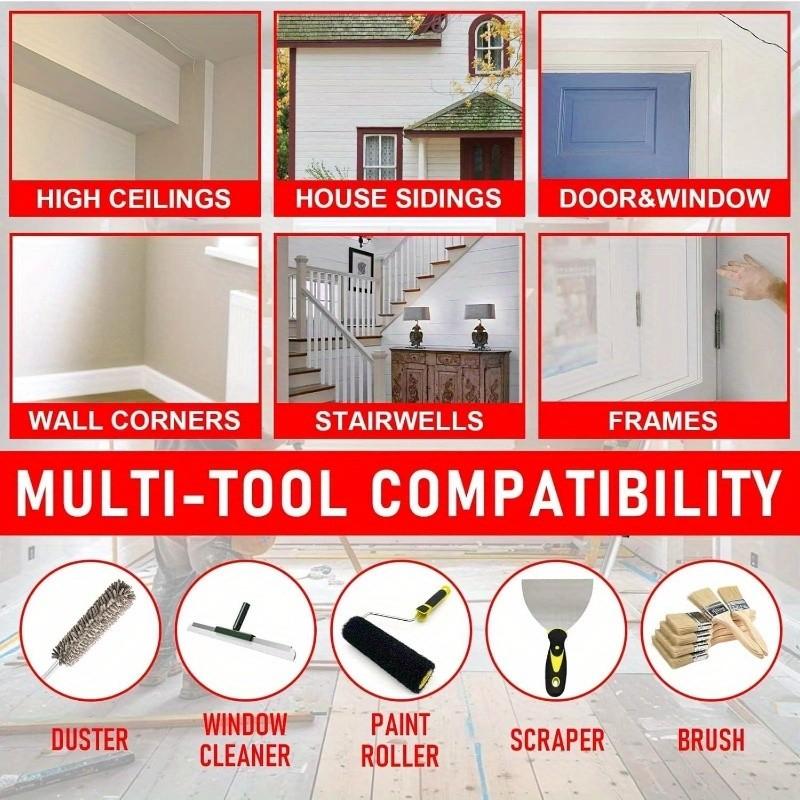 Multi-angle Paintbrush Extender with Swivel Head Design Extension Pole Attachment, Versatile Attachments, Suitable for High Ceilings, Paintbrushes, Rollers, and Scrapers. Ideal for Painting Walls, Corners, and Hard-to-reach Areas