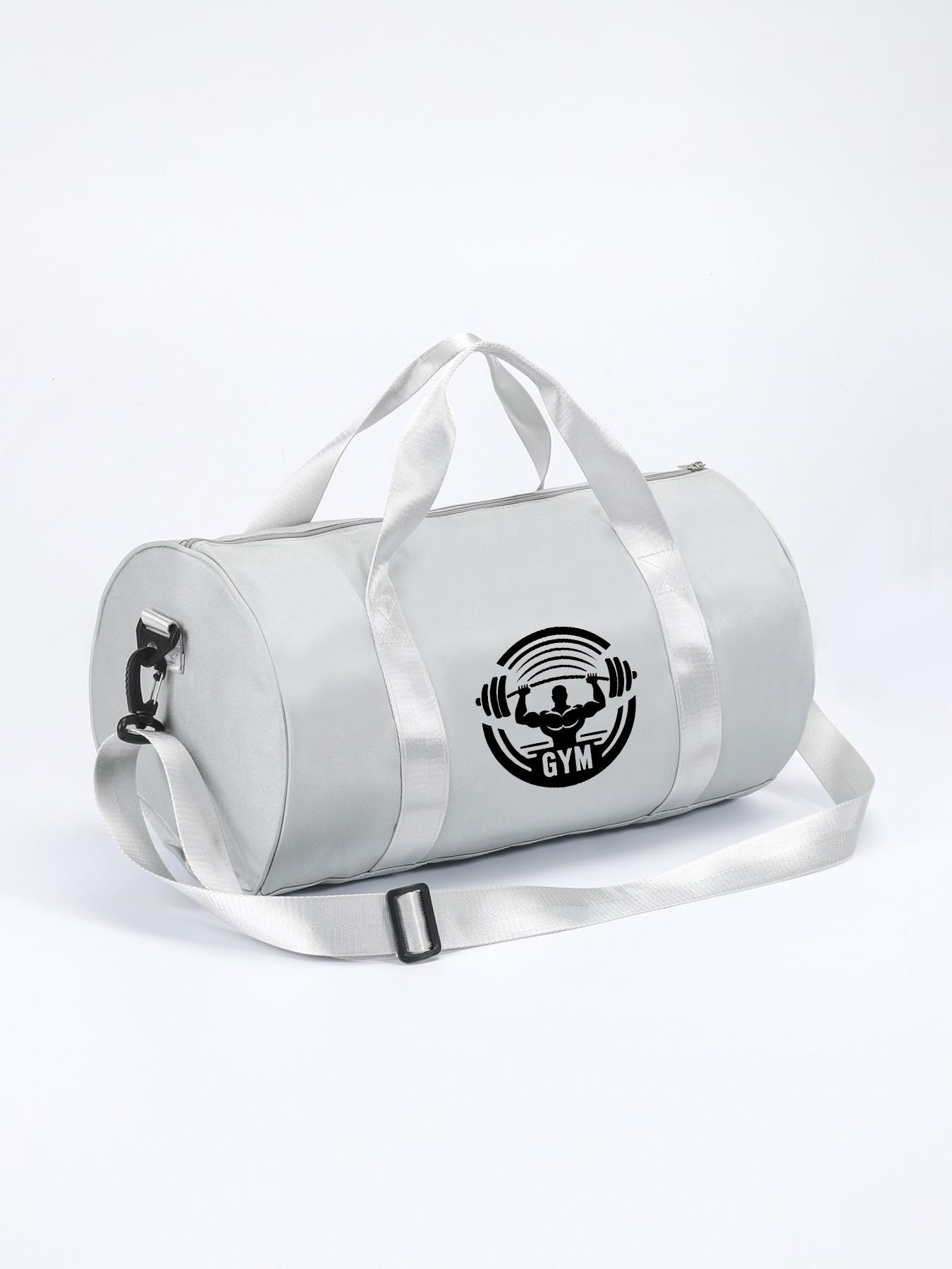 Gym Weightlifting Muscle Print Round Fitness Bag, Large Capacity Sporty Backpack, Handheld Crossbody Travel Bag, Versatile Two-In-One Design