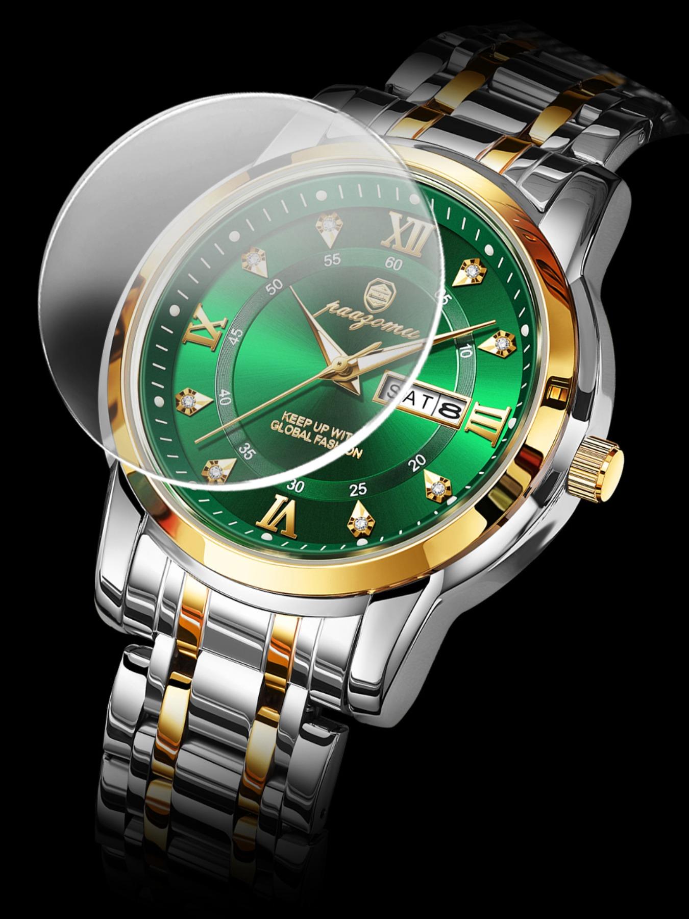 Paazomu Luxury Men's Watch, Waterproof Luminous Date, Stainless Steel Sport Fashion, Quartz Watch for Men, Stylish Male Clock