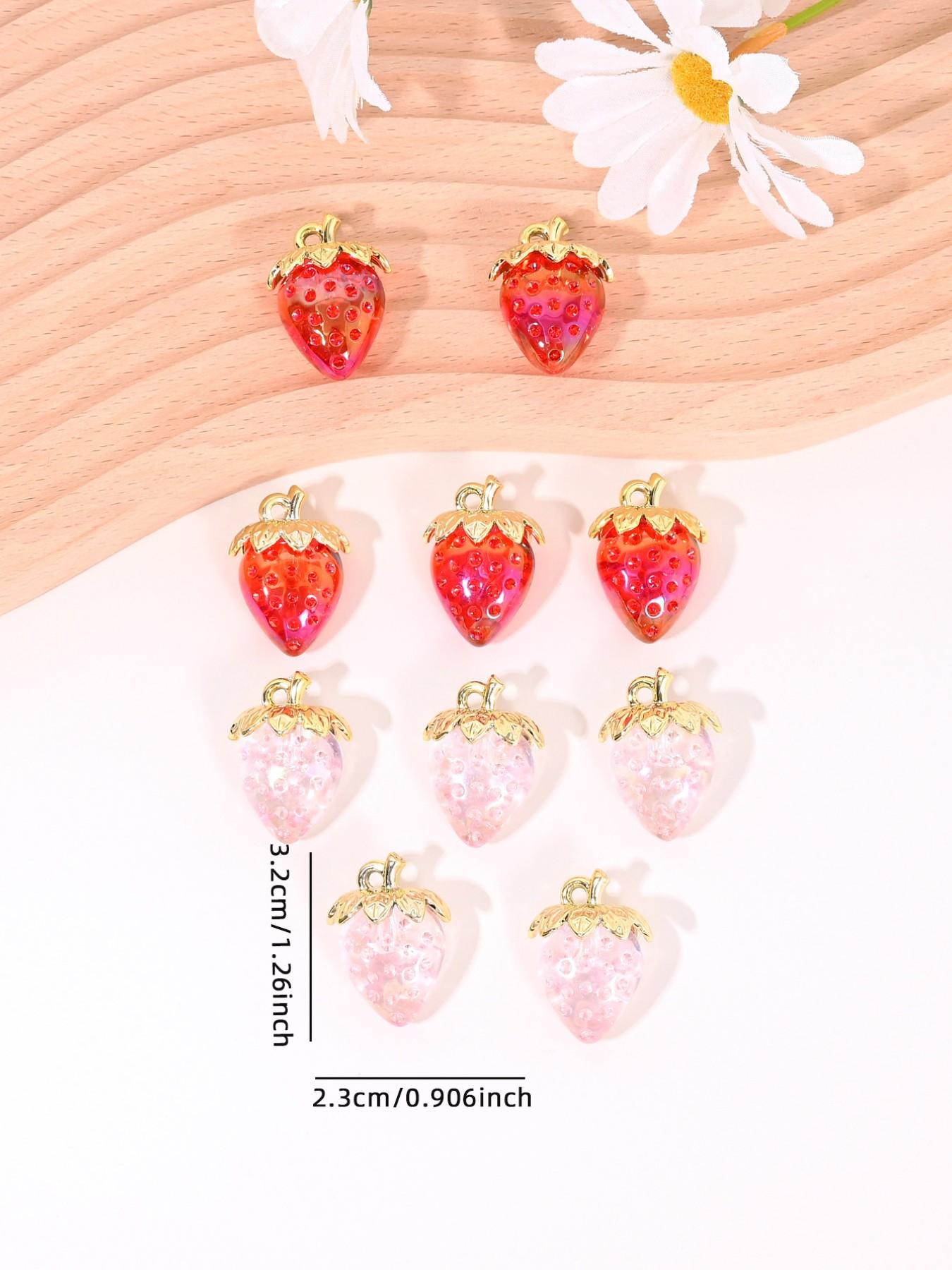 5 Cute 3D Strawberry Pendants for DIY Jewelry Making, Perfect for Earrings, Necklaces, Bracelets, Keychains, Daily Accessories