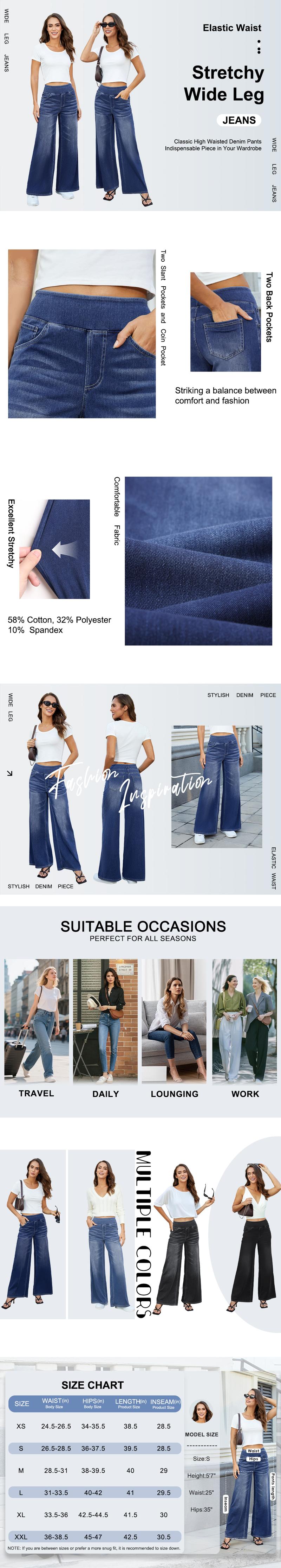 FireSwan Women's Wide Leg Jeans High Waisted Stretchy Denim Pants Elastic Waist Pull On Sweatpant Jeans Trendy Baggy Loose All Seasons Minimalist Basic Trouser Pocket Streetwear Womenswear Bottoms Basic FireSwan Women's Wide Leg Jeans High Waisted Stretchy Denim Pants Elastic Waist Pull On Sweatpant Jeans Trendy Baggy Loose All Seasons Minimalist Basic Trouser Pocket Streetwear Womenswear Bottoms Basic