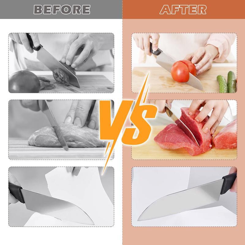 Rolling Knife Sharpener | Rapid Knife Sharpener & Kitchen Knife Sharpener| for Knives, Scissors, Cleavers & Outdoor Tools | Wooden Handle Sharpening Stone