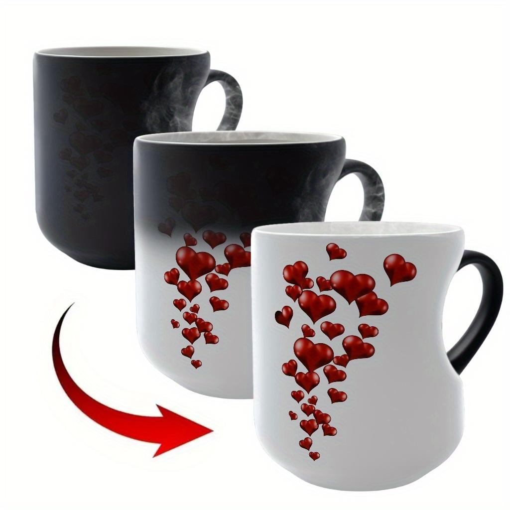 Magic Color Changing Heart Shape Mug, Heat Sensitive Coffee Mug, Perfect Mother’s Day Gift, Valentine’s Day Gift & Birthday Gifts for Her & Him