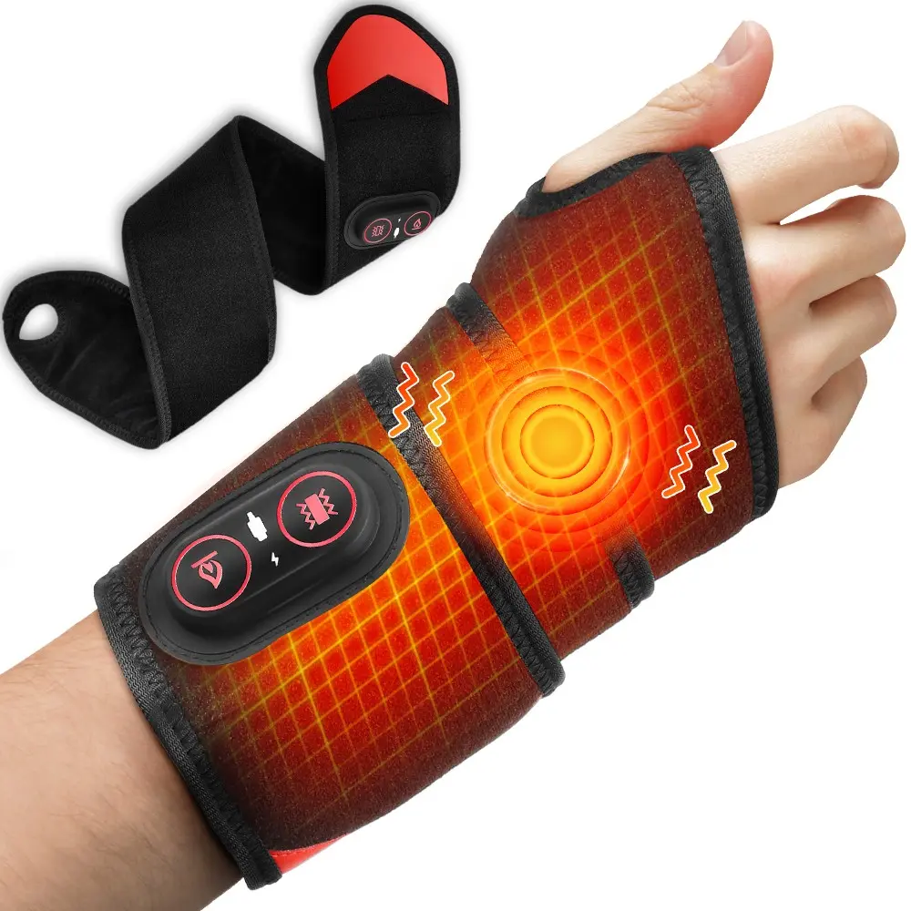 Heating pad, Hand Heating Wrap, Wireless Controller, Hand device, Wrist Massger, 3 Levels Vibrating & Heating, Unisex, Cordless Heated Massage Wrist Brace, Adjustable Straps for Different Body Sizes, Home & Office Use, Ideal Holiday Gift