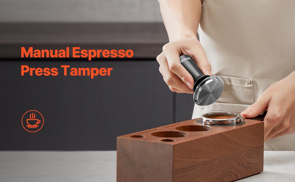 VEVOR Espresso Tamper 51mm, Spring Loaded Coffee Tamper, 30 lbs Tamper Tool Espresso, Stainless Tamper with Non-Slip Grip