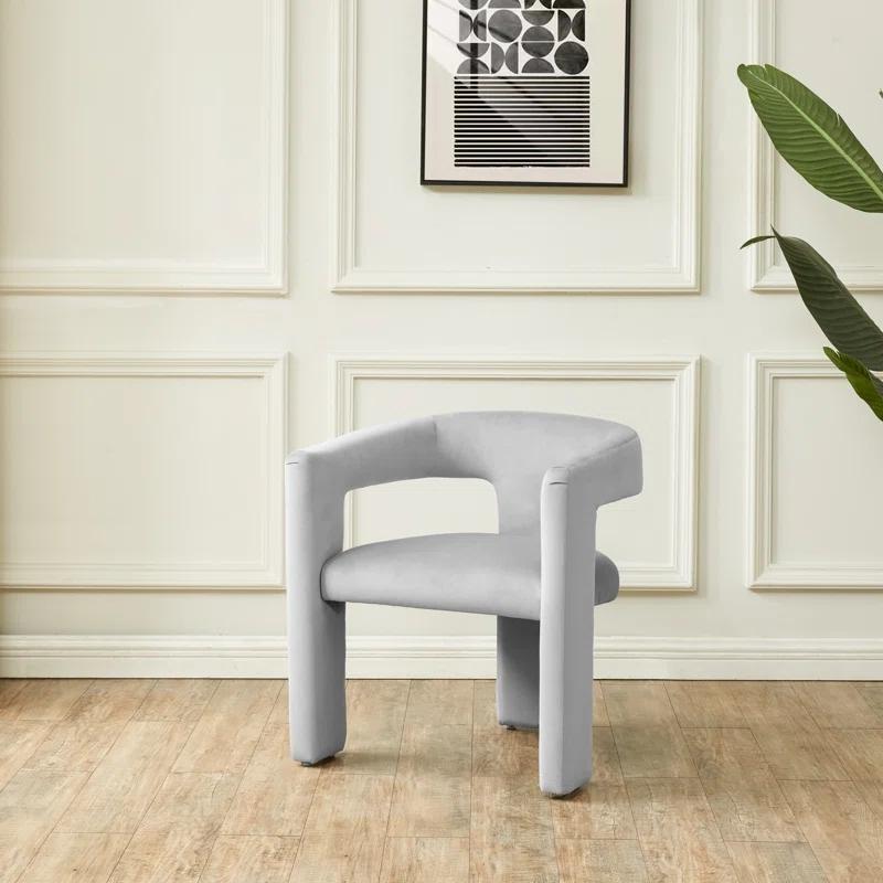 【Set of 2]】[Springtok Deal]Ebello Morden Barrel Beige Accent Chair Velvet Upholstered Barrel Dining Chair With A Curved Backrest And Armrests Accent Chair For Living Room