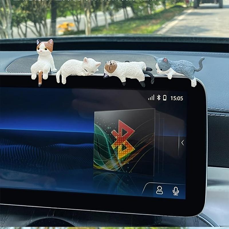 5-Count Adorable Cat Figurines, Car Dashboard Accessories for Vehicle Decoration, Enhances Car Interior with a Cute Touch, Car Interior Accessories, Aesthetic Car Accessory