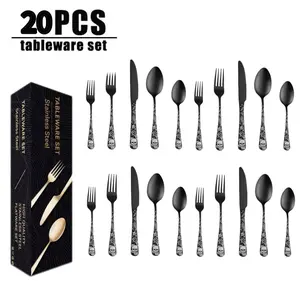 Gothic Skull Knife Fork Spoon Set, Thick Durable Design, Perfect for Dark Style Restaurant Enthusiasts, Unique Skeleton Carving