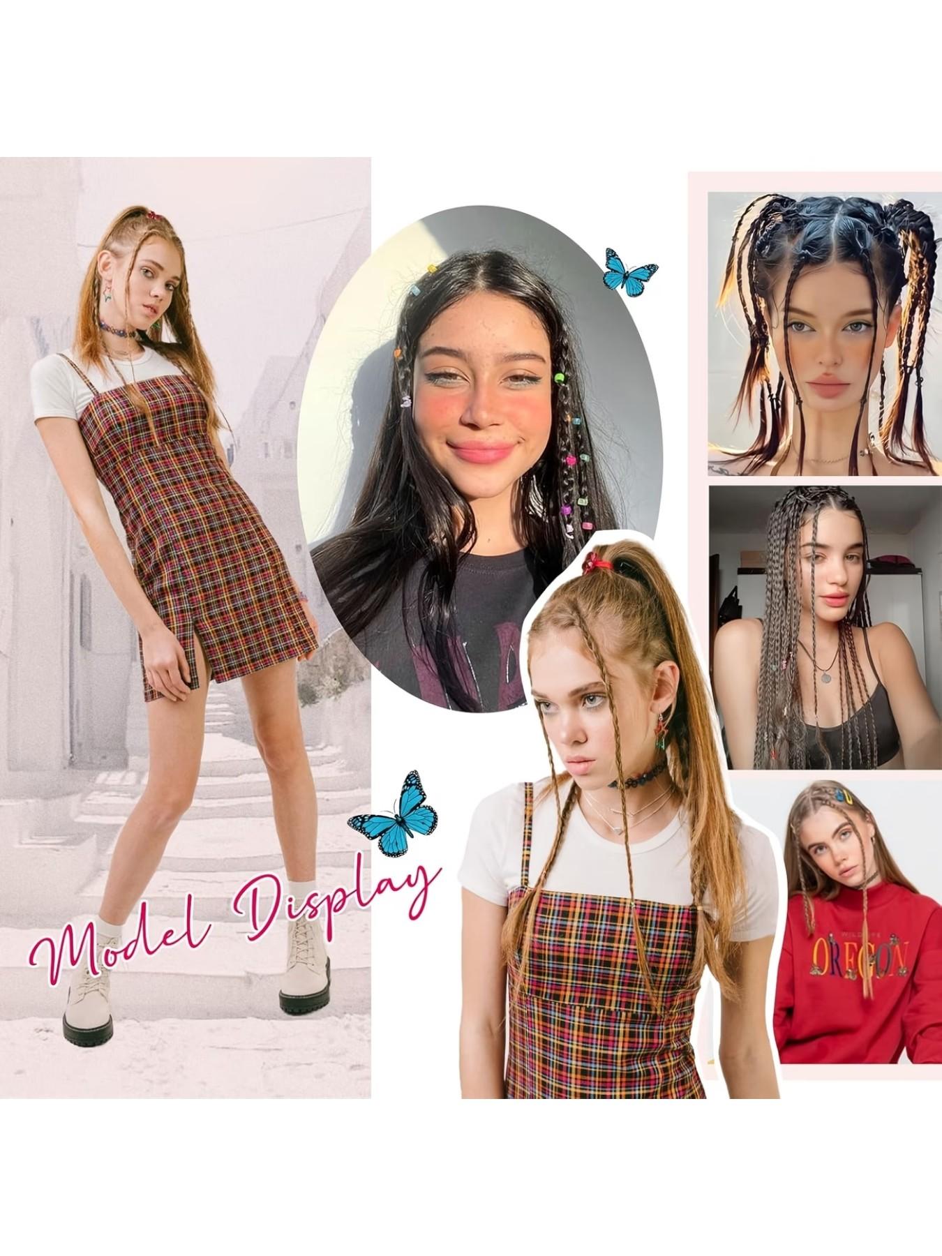 Bb Clip Single Card Three-Strand Braided Synthetic Hair Extension, Punk Style Small Braid, Suitable for Daily, Festival, Party Wear