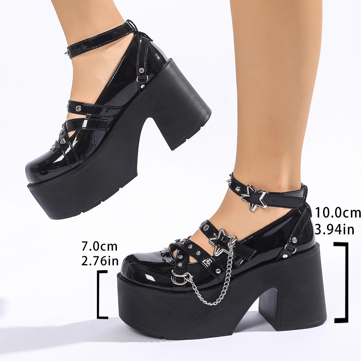 y2k style black shiny platform Mary Jane’s with the cutest buckle detail Women main image 3