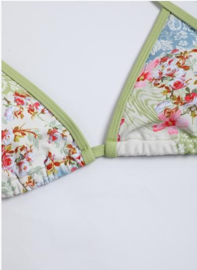 Adjustable Thin Strap Printed Floral Bikini Set for Women, 2026 Spring & Summer Lightweight Breathable Beach Vacation Swimwear