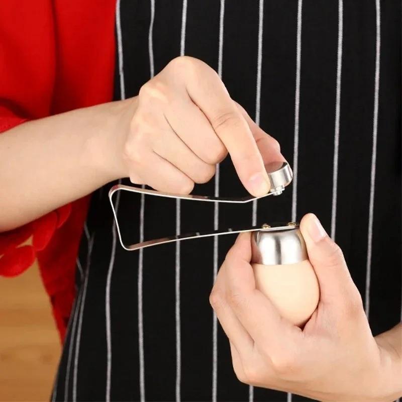 Stainless Steel Egg Shell Opener, Creative Egg Shell Separator, Household Single and Double Head Egg Opener, Kitchen Utensil Tool