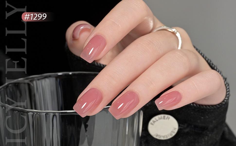 GAOY Jelly Nude Gel Nail Polish Set, 6 Transparent Colors Sheer Soak Off UV Light Cure Gel Polish Kit for Salon and Nail Art DIY at Home