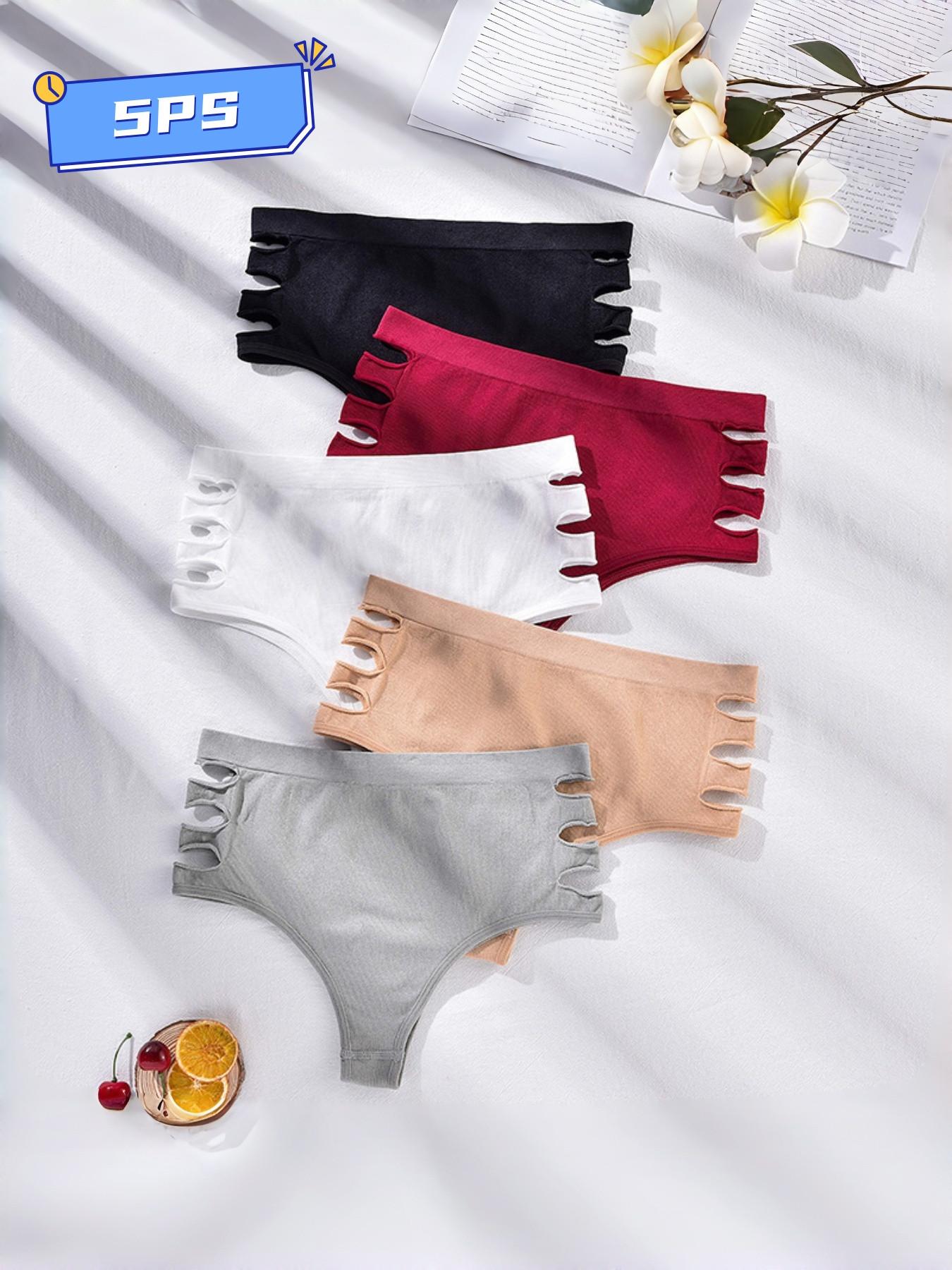 5-Pack Seamless High-Waisted Triangle Panties for Women, Tummy Control and Butt Lifting, Breathable Mesh Design, Comfortable Underwear