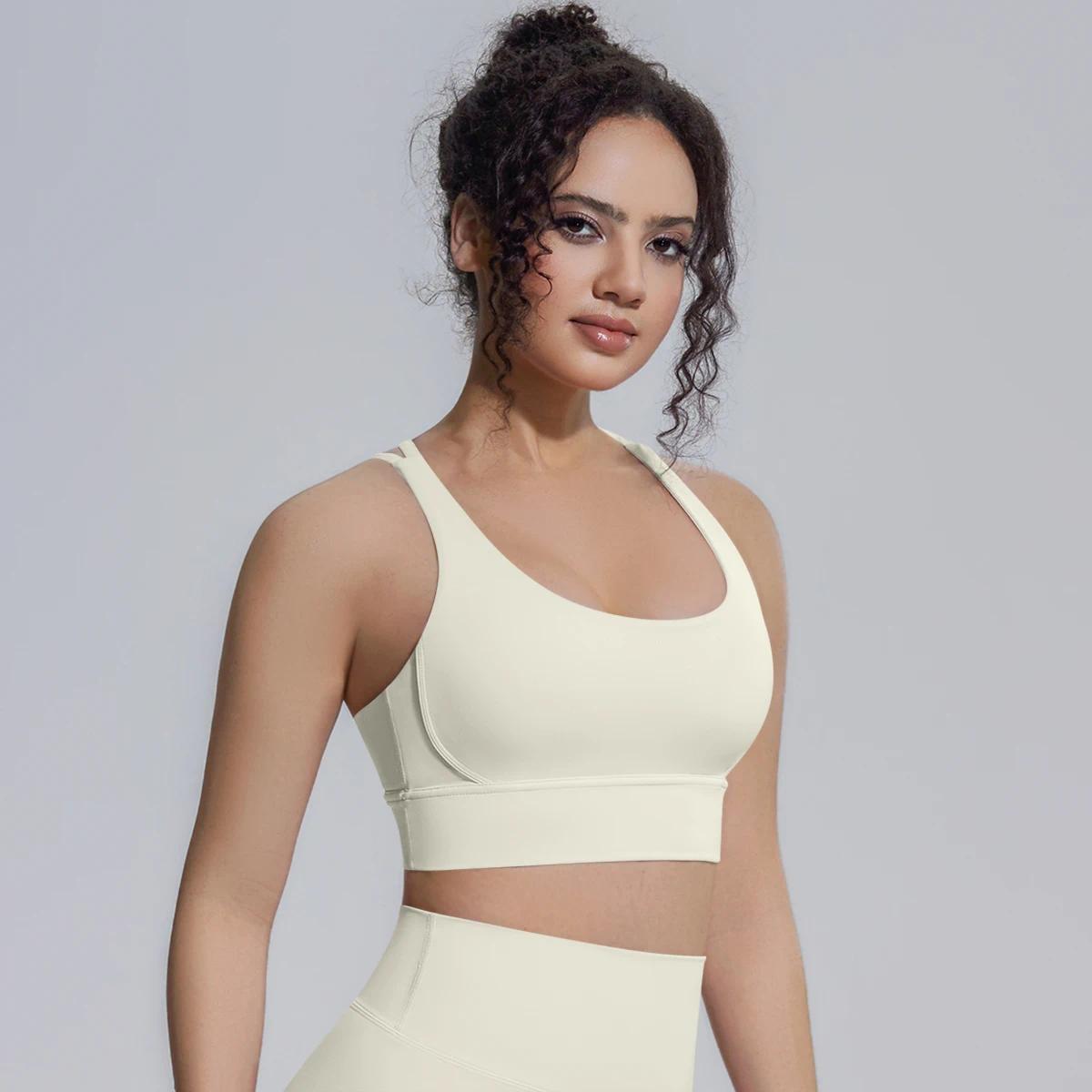 Summer Cross Straps Woman Yoga Bra Shock-absorbing Running Yoga Tank Top with Chest Pad Sexy Beautiful Back Gym Yoga Brassiere