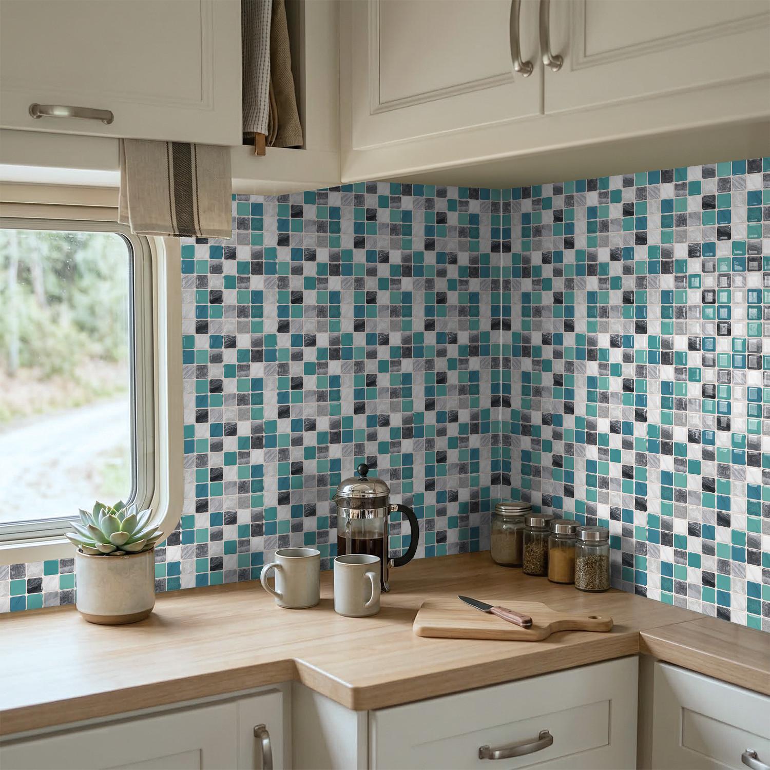 Detachable Mosaic Tile Stickers - 3D Crystal Epoxy Coating, High Definition Print, Thick Release Paper & Super Strong Glue For Long-Lasting Home Decor Stickers (12/24 Pieces)